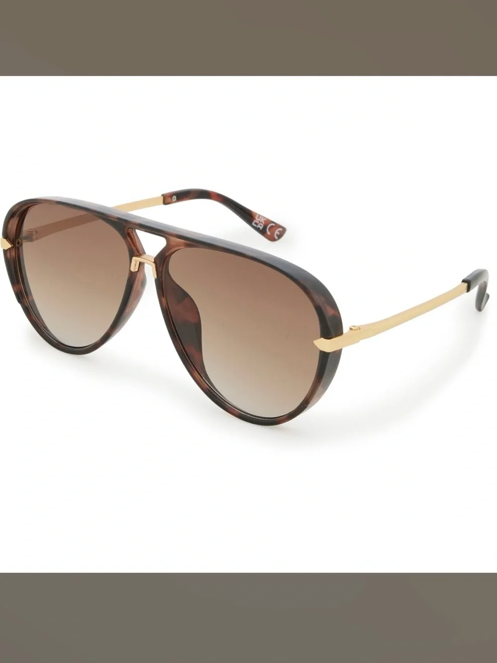 FRYE AND CO. Brown Tortoiseshell Aviator Sunglasses with Gold Temples NWT